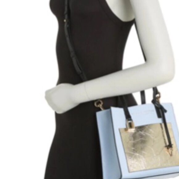 Marc Jacobs Mini Grind Light Blue & Gold Metallic Purse - Picture 9 of 13